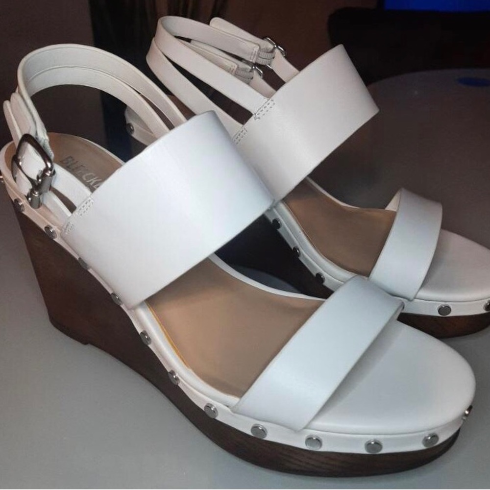 Bleeker & Bond Sandra White Wedge Sandals